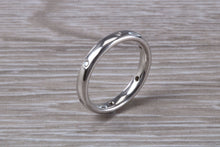 Load image into Gallery viewer, 3 mm Platinum Diamond set Band, six Diamonds spaced out all around Band