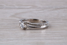 Load image into Gallery viewer, Twist Shank Shoulder Diamond set White Gold Ring
