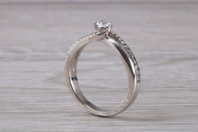 Load image into Gallery viewer, Twist Shank Shoulder Diamond set White Gold Ring