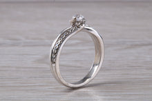 Load image into Gallery viewer, Twist Shank Shoulder Diamond set White Gold Ring