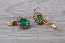 Load image into Gallery viewer, Emerald and Diamond set Yellow Gold Earrings