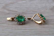 Load image into Gallery viewer, Emerald and Diamond set Yellow Gold Earrings