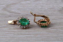 Load image into Gallery viewer, Emerald and Diamond set Yellow Gold Earrings