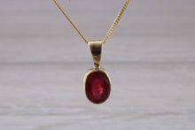Load image into Gallery viewer, Oval cut Ruby set Yellow Gold Solitaire Necklace