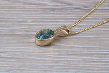 Load image into Gallery viewer, Swiss Blue Topaz set Yellow Gold Necklace