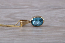 Load image into Gallery viewer, Swiss Blue Topaz set Yellow Gold Necklace
