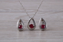 Load image into Gallery viewer, Round cut Burmese Ruby set Necklace With Matching Earrings