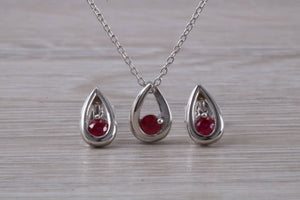 Round cut Burmese Ruby set Necklace With Matching Earrings
