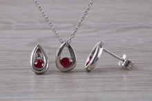 Load image into Gallery viewer, Round cut Burmese Ruby set Necklace With Matching Earrings
