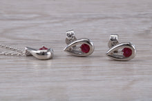 Load image into Gallery viewer, Round cut Burmese Ruby set Necklace With Matching Earrings