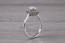 Load image into Gallery viewer, Fiery Natural Opal and Diamonds set White Gold Ring