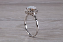 Load image into Gallery viewer, Fiery Natural Opal and Diamonds set White Gold Ring
