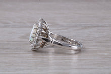 Load image into Gallery viewer, Art Deco Fiery Opal and White Sapphire set 18ct White Gold Ring