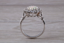 Load image into Gallery viewer, Art Deco Fiery Opal and White Sapphire set 18ct White Gold Ring