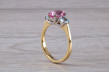Load image into Gallery viewer, Pink and Blue Topaz set 18ct Yellow Gold Ring