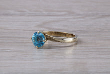 Load image into Gallery viewer, Blue Topaz and Diamond set White Gold Ring
