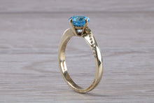 Load image into Gallery viewer, Blue Topaz and Diamond set White Gold Ring