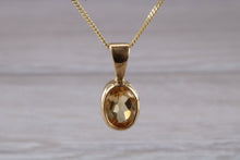 Load image into Gallery viewer, Oval cut Citrine set Yellow Gold Necklace