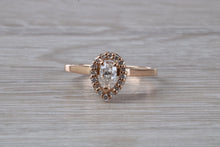 Load image into Gallery viewer, Teardrop cut Halo Diamond set 18ct Rose Gold Ring