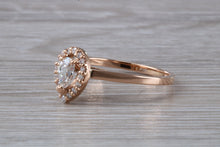 Load image into Gallery viewer, Teardrop cut Halo Diamond set 18ct Rose Gold Ring