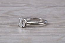 Load image into Gallery viewer, Emerald cut Diamond set Platinum Solitaire
