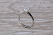 Load image into Gallery viewer, Emerald cut Diamond set Platinum Solitaire