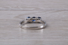 Load image into Gallery viewer, Sapphire set 18ct White Gold Trilogy Ring