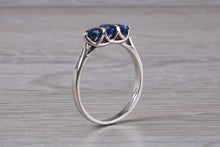 Load image into Gallery viewer, Sapphire set 18ct White Gold Trilogy Ring