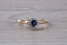 Load image into Gallery viewer, Petite Blue Sapphire and Diamond set Ring
