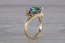 Load image into Gallery viewer, Chunky Mystic Topaz and Diamond set Yellow Gold Ring