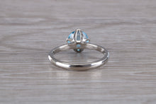 Load image into Gallery viewer, Tulip Flower 18ct White Gold Swiss Blue Topaz Ring