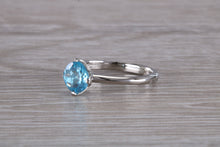 Load image into Gallery viewer, Tulip Flower 18ct White Gold Swiss Blue Topaz Ring