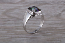 Load image into Gallery viewer, Emerald cut Mystic Topaz set Silver Ring