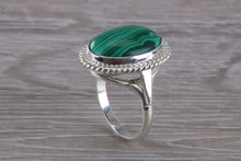 Load image into Gallery viewer, Large Oval cut Malachite set Silver Ring