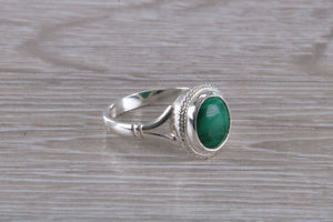 Silver Natural Malachite Ring