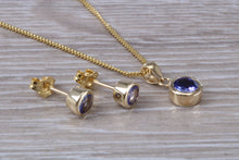 Load image into Gallery viewer, Blue Sapphire Necklace with Matching Earrings