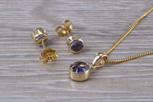 Load image into Gallery viewer, Blue Sapphire Necklace with Matching Earrings