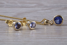 Load image into Gallery viewer, Blue Sapphire Necklace with Matching Earrings