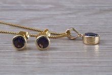 Load image into Gallery viewer, Blue Sapphire Necklace with Matching Earrings