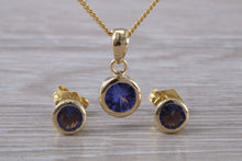 Load image into Gallery viewer, Blue Sapphire Necklace with Matching Earrings