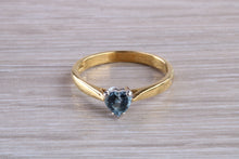 Load image into Gallery viewer, Heart Shaped Aquamarine set 18ct Gold and Platinum Solitaire