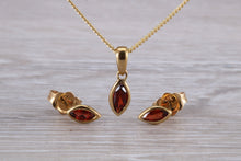 Load image into Gallery viewer, Marquise cut Garnet Earrings with Matching Necklace