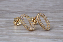 Load image into Gallery viewer, 9ct Gold Oval C Z Stud Earrings