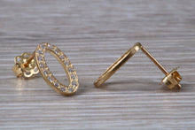 Load image into Gallery viewer, 9ct Gold Oval C Z Stud Earrings