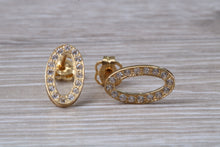 Load image into Gallery viewer, 9ct Gold Oval C Z Stud Earrings
