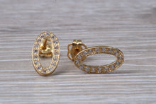 Load image into Gallery viewer, 9ct Gold Oval C Z Stud Earrings