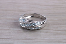 Load image into Gallery viewer, Blue Topaz and Diamond set White Gold Ring