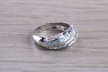 Load image into Gallery viewer, Blue Topaz and Diamond set White Gold Ring