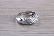 Load image into Gallery viewer, Blue Topaz and Diamond set White Gold Ring