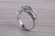 Load image into Gallery viewer, Blue Topaz and Diamond set White Gold Ring